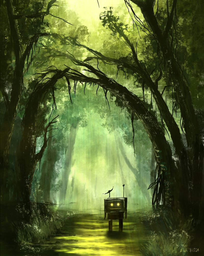 Robot Marvels at the Grand Forest
